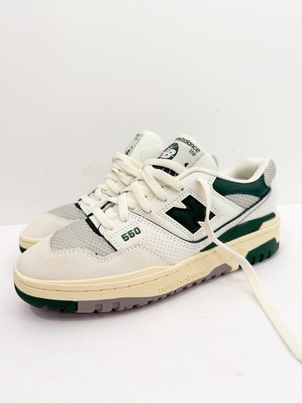 New Balance Boys 550 Sneaker Shoes Marsh Green White Size 7